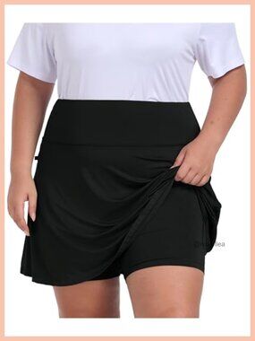 Plus Size Athletic Skort with Built-in Shorts High Waisted Golf Tennis Skirt